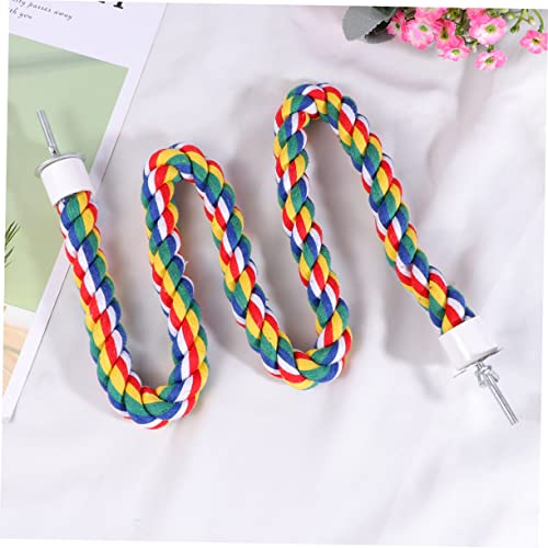 Hemobllo Bird Rope Perch, Colorful Parrot Cotton Rope Bird Perch Stand Climbing Toys Pet Parrot Chewing Toy for Parrots Cockatiels Parakeets Budgie Cages - size: 80cn