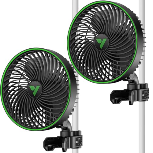 VIVOSUN AeroWave E6 Gen2 Grow Tent Oscillating Clip Fan, 6 in Fan, 2-Pack | EC Motor, Smart Wifi Control, Local Timer, 10 Dynamic Wind Speeds, US Patented Clip, Weatherproof IP54 for Hydroponic Cooling - size: 2