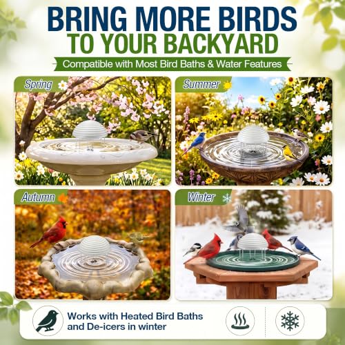 Bird Bath Water Circulator with 2 D-Cell Batteries, Quiet Waterproof Bird Bath Agitator, Birdbath Bubbler Keeps Water Moving & Attracts Birds for Outdoor Patio Garden (Dual Roller) - style: Dual Roller