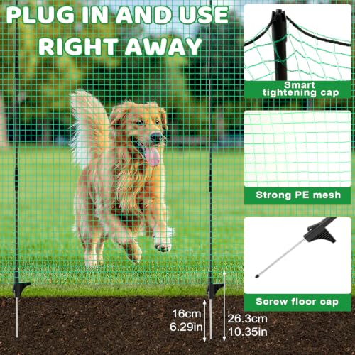 4' x 100' Temporary Fence with Posts, Plastic Temporary Fencing with Fiberglass Posts, Windproof Rope and Ground Stakes, Portable Fence Outdoor for Gardens, Chicken Coops and Outdoor Animal Protection | Windproof Outdoor Temporary Fence Kit With Fiberglas