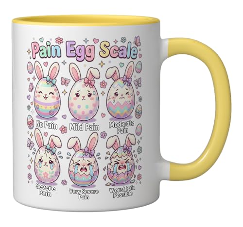 Cute Medical Bunny Egg Easter Nurse Pain Egg Scale Ceramic Mug, Yellow/White - color: Yellow/White