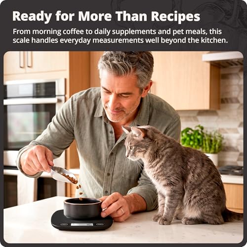 Greater Goods Food Scale, Slim & Compact Build, 1g Precision (Matte Black) | Digital Kitchen Scale for Cooking, Meal Prep & Portion Control, Tare, Auto Shut-Off, g/oz/lb/ml Conversion & Calorie Tracking - color: Matte Black