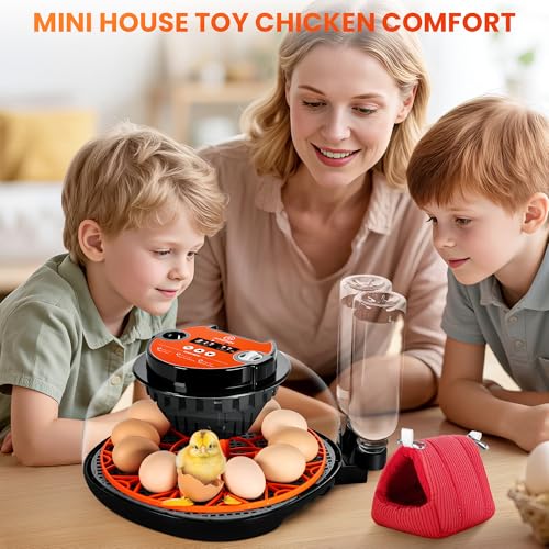 12 Egg Incubator for Hatching - Chicken, Duck, Quail & Goose – Automatic Egg Turner, Temperature & Humidity Control, Digital LED Display, Auto Water Refill System – Starter Kit with Plush Chick House