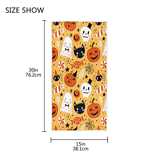 senya Halloween Pumpkin Ghost Hand Towel Ultra Soft Luxury Towels for Bathroom 30"x15" - color: Yellow