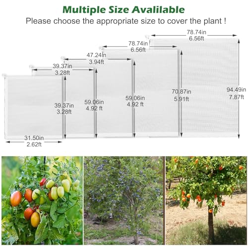 2 Pack 6 x 6.6 ft Large Fruits Tree Netting, Garden Mesh Insect Tree Cover with Zipper Drawstring Bird Barrier Net Plant Bags Blueberry Bushes Protection Cover for Prevent Animals Deer Squirrel Bug - size: 6 x 6.6 Ft/ 2pcs/ zipper