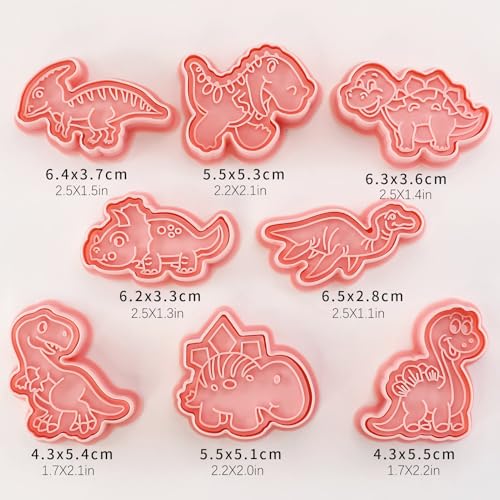 8Pcs Dinosaur Cookie Cutter T-Rex Triceratops Biscuit Molds for Kids Baking | Pterosaur & Brachiosaurus Cookie Molds, Ideal for Kids Birthday, Dino Party & Handmade Craft Making - color: Dinosaur B