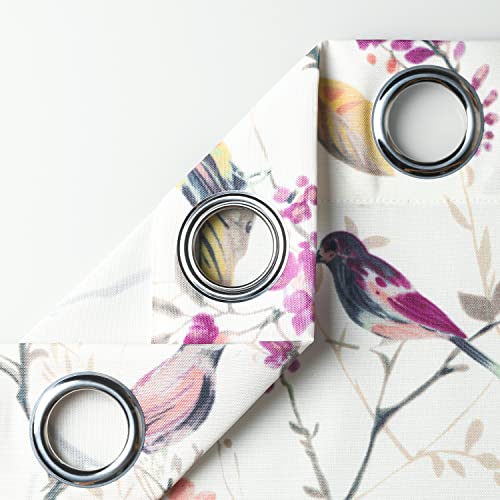 Purple Bird Print Linen Textured Curtains, 52 x 63, 1 Panel, Grommet | Well Made Finish, Soft Thick Fabric, Retro Country Style, Drapes for Bedroom and Living Room Windows - color: Purple, size: 52"W x 63"L (Pack of 1)