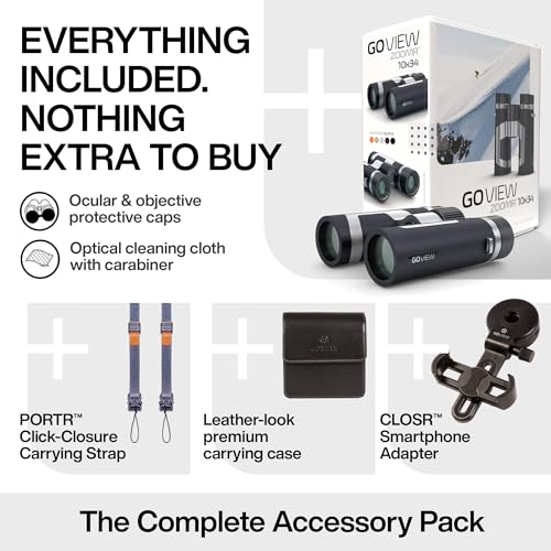 ZOOMR 10x34 Binoculars for Adults, BAK4 Prism - Phantom Black | Lightweight, Fully Multi-Coated Optics, Smartphone Adapter Compatible, Waterproof IPX5/6 PORTR™ - color: Phantom Black