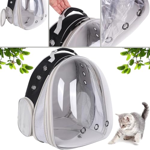 Front Expandable Large Cat Backpack Carrier, Fit up to 20 lbs, Space Capsule Bubble Window Pet Carrier Backpack for Large Fat Cat and Small Puppy - color: Black, size: Gen 1 - Clear Bubble