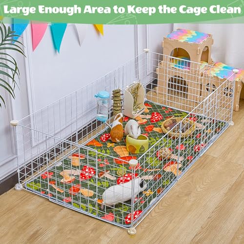 2 Pack Washable Guinea Pig Cage Liner, Reusable Guinea Pig Mat, Waterproof Super Absorbent Pee Pads for Small Animals - color: Mushrooms, size: 47X24in