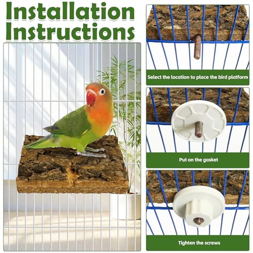 kathson Natural Cork Bird Perch Stand Platform Small Birds Wooden Rectangle Stand Perch Parakeet Chewing Toy Cage Accessories for Lovebirds Cockatiels Conures Parrots(Style B,4PCS) - color: Side view style 4PCS, size: 3.9 x 2.8 x 0.8 inches