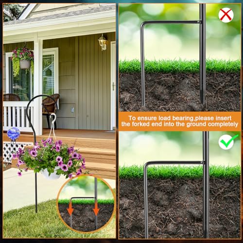 Hicarer 12 Pcs Shepherds Hooks for Outdoor 32 Inch 1/3 Bird Feeder Pole Rust Resistant Steel Shepard Hooks for Wedding Garden Bird Feeders Hanging Lanterns Solar Outdoor Lights - size: 32 Inch