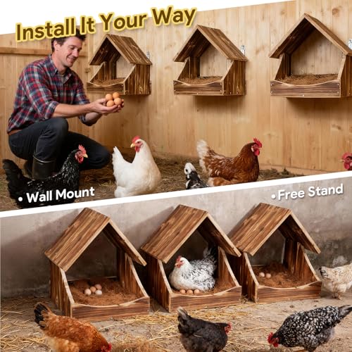 Chicken Nesting Boxes, Wall-Mounted Wooden Nesting Box,Specialized for Chicken Coops, Features a Cozy & Private Laying Space, Suitable for Chickens, Ducks and Other Poultry - color: 1 Pack