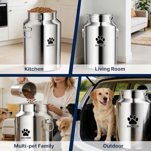 40Lbs Large Metal Dog Food Storage Container, Stainless Steel Dog Food Storage Container