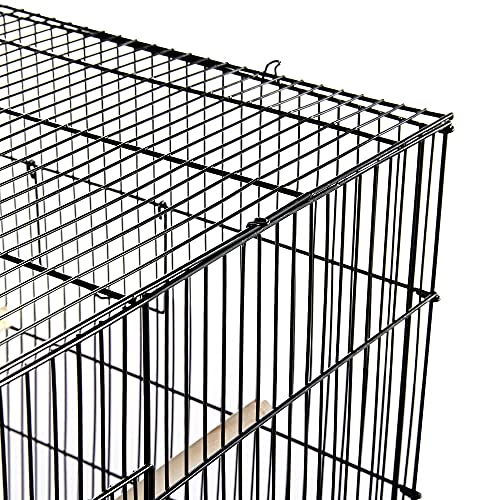 Topeakmart Pet Products Stackable Rectangle Flight Bird Cages for Small Birds Parrots Parakeets Cockatiels Conures Budgies Lovebirds Canaries Finches w/Slide-Out Tray - color: Black