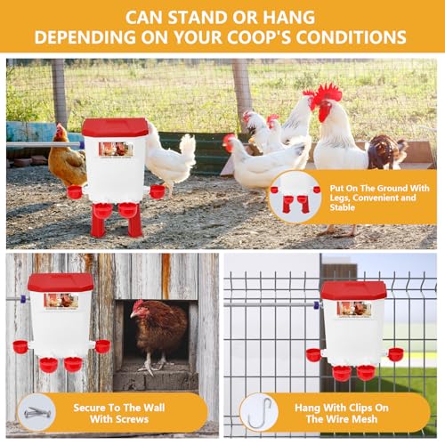 Lilyang Automatic Chicken Waterer, Auto Water Refills | Float-Controlled Poultry Watering System, Connects Directly to 3/4" Faucet & Hose (No Fitting Required), Standing/Hanging Use - color: Red
