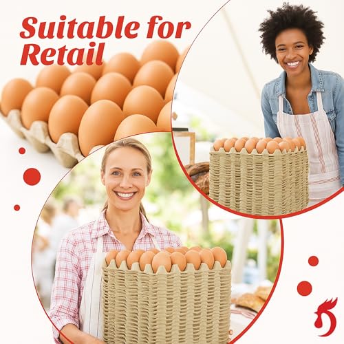 Economy Egg Cartons Bulk - 30 Cell Pulp Fiber Egg Flats for Chickens & Ducks - Reusable Stackable Cardboard Tray for Home Storing & Packing (130)