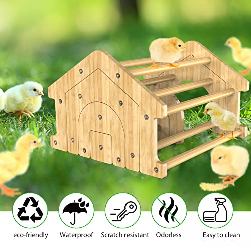 Bamboo Chicken Perch Set, 4 Pack | strong roosting bar for coop and brooder, training perch for large birds, hens, parrots, macaw, easy assemble&clean,fun toys