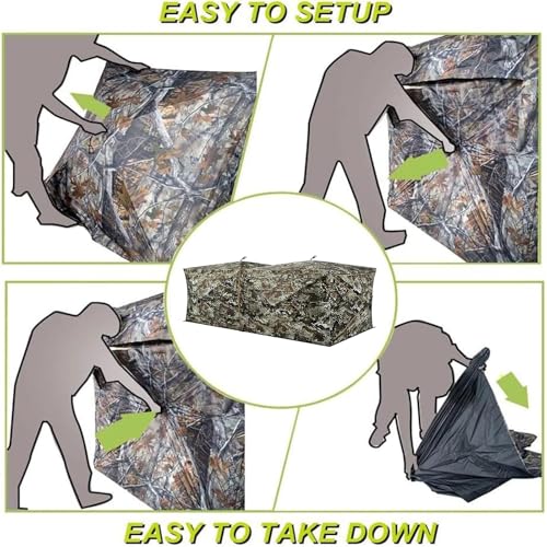 Camping Tent Hunting Blind See Through with Carrying Bag, 4-6 Person Pop Up Ground Blinds 270 Degree, Portable Camo Hunting Tent for Deer Turkey Hunting