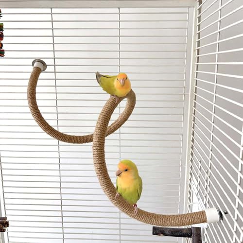 Bird Rope Perch, 100cm/39.3in Cotton Rope Spiral Toys Bird Bungee Rope Perches Parakeet Toys for Cockatiels Conures Lovebirds Finches