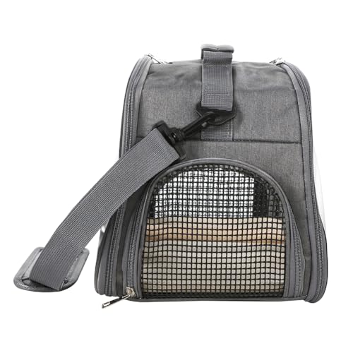Small Bird Travel Carrier Cage Portable Bird Parrot Parakeet Cockatiel Travel Carrier Bag Lightweight Birds Backpack with Standing Perch and Stainless Tray for Vet Visit Side Access Window - color: gray