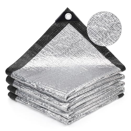 SUNNY GUARD 99% Aluminum Sun Shade Cloth, 6.5x10FT Heat Reflective Tarp | Reflective Aluminum Shade Cloth Blocks 99% Sunlight, Reduces Heat Buildup, and Keeps Gardens, Greenhouses and Cars Cooler - color: Sliver-99% Shade, size: 6.5x10FT