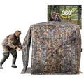Hunting Blind 270/360 See Through Deer Blind, Pop Up Ground Blind | 2/3/4 Person Camouflage Tent, Portable Concealed Shelter with Carrying Bag, Silent Sliding Windows, Windproof Bottom Layer - size: 3-4 Person, style: 360