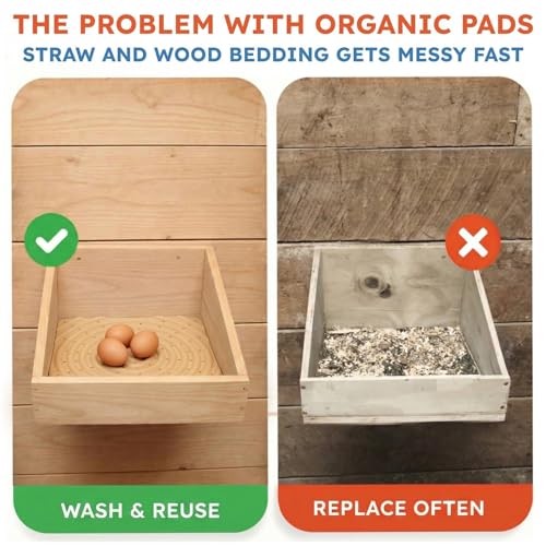 Lil'Clucker Washable Chicken Nesting Pads for Laying Eggs Nesting Pads for Chicken Coop Nesting Chickens Durable Chicken Bedding for Coop, Poultry Nest Box Pads for Chickens (Straw, 8-Pack) - color: Straw, size: 8-Pack