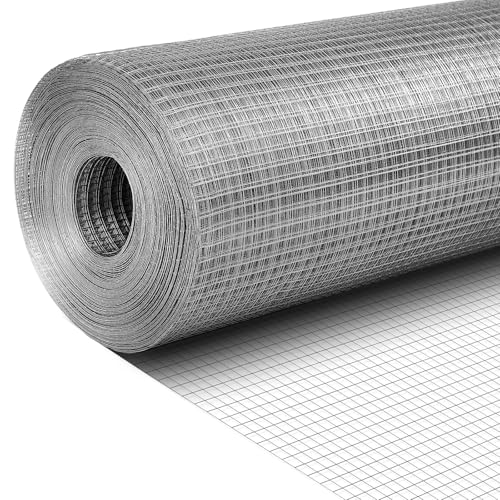 Tatuo Hardware Cloth 1/2 Inch 16in x 50ft Hot Dip Galvanized After Welded Cage Mesh Rolls 21 Gauge Metal Chicken Wire Roll Wire Fencing Poultry Netting for Raised Garden Rodent Animals - color: Silver, size: 16in X 50ft