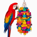 20"Large Bird Toys Natural Wooden Foraging Toys for Medium& Large Birds | 20” X-Large Bird Toys, Natural Wooden Material,Stainless Steel Chain,Bird-safe carabiner,Colorful Chew Toys,for Large Birds