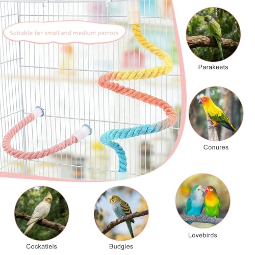 3pcs Gradient Bendable Bird Rope Perch Stands Flexible Bird Cage Climbing Rope Toys Accessories of 26mm Screw for Cockatiels Lovebird Parakeet Budgies Sugar Gliders Hemp Swing (14"+31.5") - size: 2 Short + 1 Long