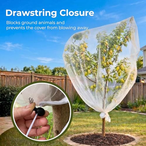 Fruit Tree Netting Cover with Zipper & Drawstring, 2 Packs 8ft x 8ft Insect Bird Barrier Netting for Garden Protection, Ultra Fine Mesh Garden Netting - size: 8 x 8 ft(2 Packs)