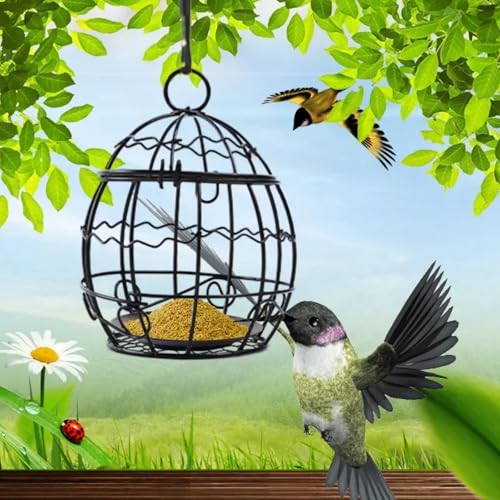 2 Pcs Ball Bird Feeder, Metal Fat Ball Bird Holder, Hanging Wild Bird Feeder Stations with Hooks for Outside Garden Wildlife