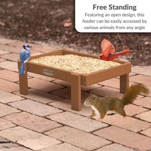 DutchCrafters Amish American Made Platform Bird Feeder, Free Standing Ground Bird Feeders for Outdoors, Feeder for Wild Birds, Chicken, Squirrel, Gift for Birdwatchers (Cedar with Reinforcement) - color: Cedar with Reinforcement