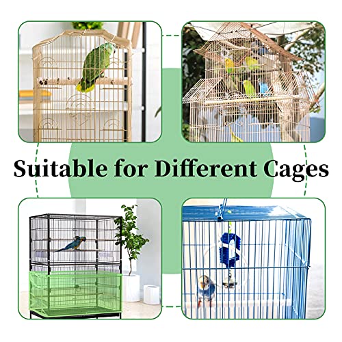 Daoeny Large Bird Cage Cover, Bird Cage Seed Catcher, Adjustable Soft Airy Nylon Mesh Net, Birdcage Cover Skirt Seed Guard for Parrot Parakeet Macaw African Round Square Cages (Green) - color: Green