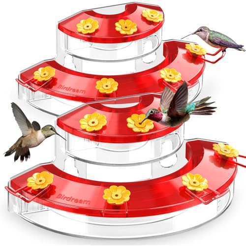 Birdream 2 Pack Window Hummingbird Feeders with Strong Suction Cups & 7 Feeding Ports, Easy to Refill and Maintain, Gift for Bird Lover, Plastic Bird Feeder, 10oz Per Pack - Red - size: 2 Pack