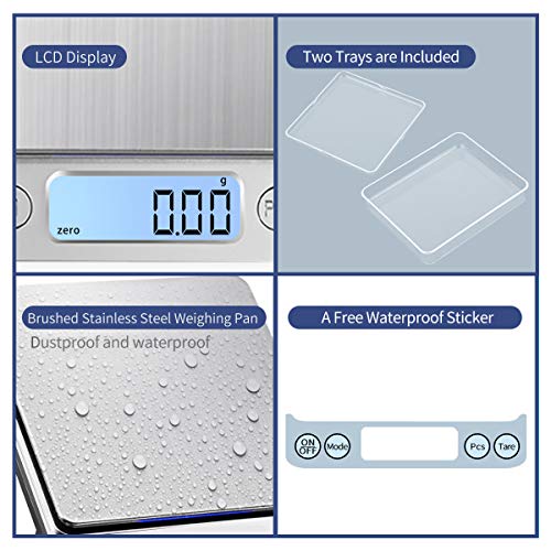 Upgraded Large Range Small Kitchen Scale, USB Charging Mini Food Electronic Scale, High Accuracy Cooking Scale, Pocket Scale with LCD Display, 1kg/0.01