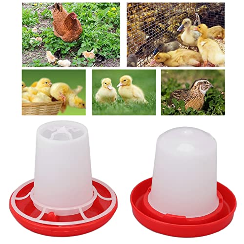 Chick Feeder and Waterer Kit, Mini Chicken Feeder and Waterer, Rotary Sleeve Design Automatic Feeding and Watering Combo for Baby Turkey, Guinea Fowl, Quail and Pigeons, 3.6x4.0in