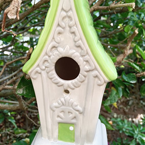 Pretty Home Porcelain Colorful Bird House, indoor/outdoor decoration (blue)