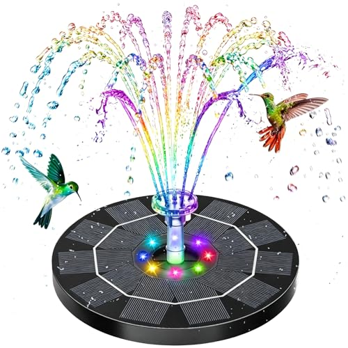 AISITIN 3,5W LED Solar Fountain Pump for Outdoor with 3000mAh Battery | Solar Bird Bath Fountain with Different Spray Effects,with Crystal Ball, Solar Powered Water Pump for Outdoor Garden, Pond - color: Black Led