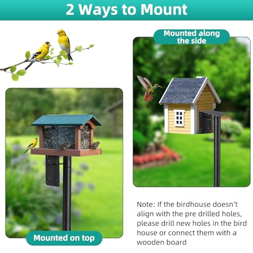 Bird House Pole,102 Inch Heavy Duty Bird Feeder Pole Mount Kit for Outdoors, 5-Prong Base, Splicing Adjustable Feeding Stand Station for Birds Watching,Weather Station (Birds House Not Included) - size: 102"
