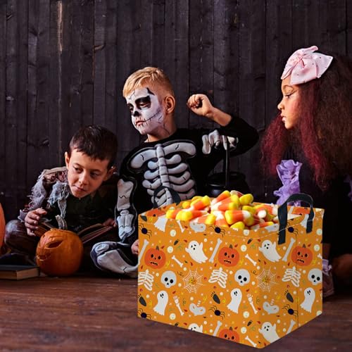Rectangular Halloween Basket,Trick or Treat Basket for Boys and Girls,Waterproof collapsible storage box,Halloween Decor,Gift box(Pumpkin Halloween) - color: Pumpkin Halloween