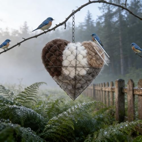 Handmade Fiber Bird Nesting Heart Build Birdhouse Wool Material Balls for Wild Birds