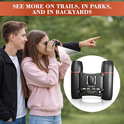 Compact Binoculars, 7X Magnification, Pocket Size, Lightweight | Mini Binoculars for Adults, Bird Watching, Travel & Concerts; Center-Focus; Rubber-Coated Grip; Not Night Vision; Storage Bag