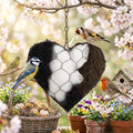Handmade Alpaca Fiber Nesting Heart – Soft Natural Holder for Wild Birds, Garden Trees, Winter Shelter & Bird Lover Gift