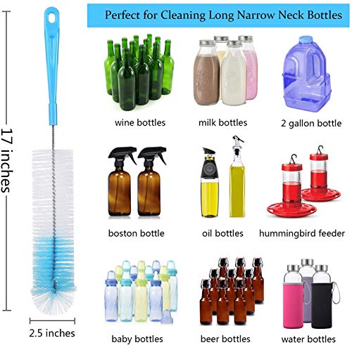 ALINK 8-Pack Bottle Cleaning Brush Set - Long Handle Bottle Cleaner for Washing Narrow Wine/Beer Bottle, Thermos, Hummingbird Feeder, Sport Well, Plus Kettle/Straw Brush - color: Blue