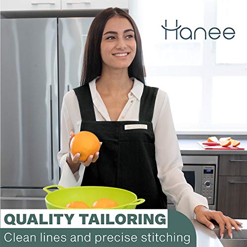 Cotton Aprons for Women and Men | Cross-Back Apron with Pockets - color: Black