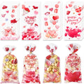 Valentines Goodie Bags, 120Pcs Valentines Treat Bags for Candy Goody Snacks Gifts Packing, Valentines Day Cellophane Bags With 135Pcs Twist Ties for Kids Classroom Party Favors - 4 Lovely Style - color: Valentines-120pcs