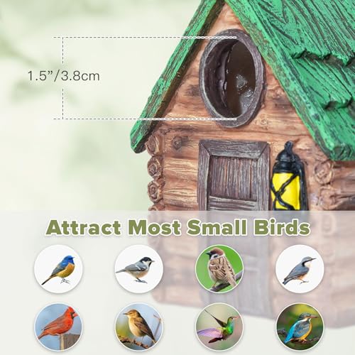 DEWEL Bird Houses for Outside Clearance, Waterproof Resin Birdhouses for Outdoors, Rustic Bird House Garden Backyard Decor, Hanging Bird House for Bluebird Finch Wren Chickadee, Best Gift Choice - color: Brown