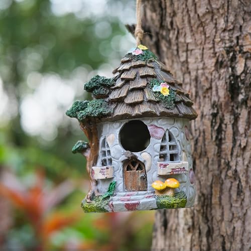Bird Houses for Outside Resin Bird House Room Garden Courtyard Backyard Decor Handmade House